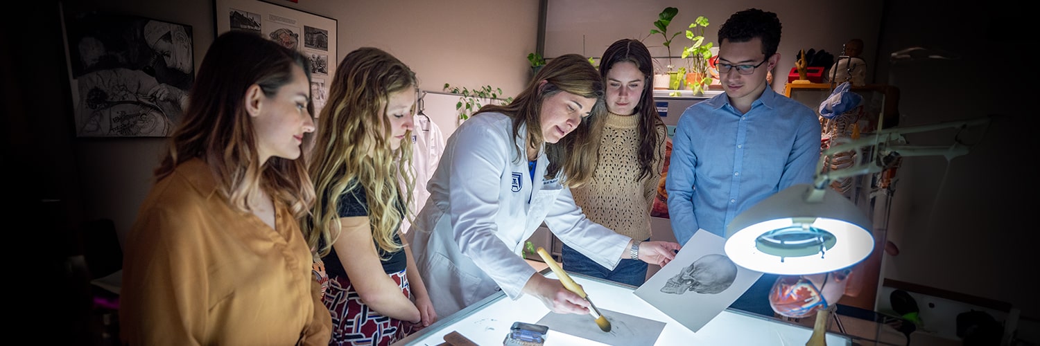 Medical Illustration students in the classroom with an instructor