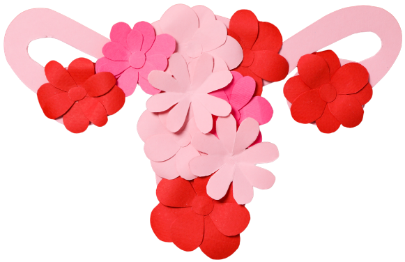 paper flowers making up a uterus