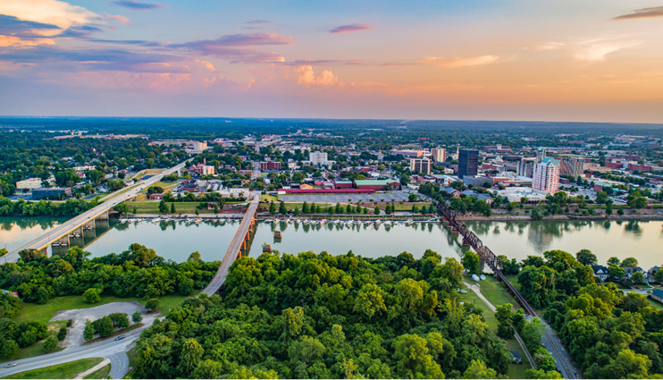 Aerial view of Augusta Georgia
