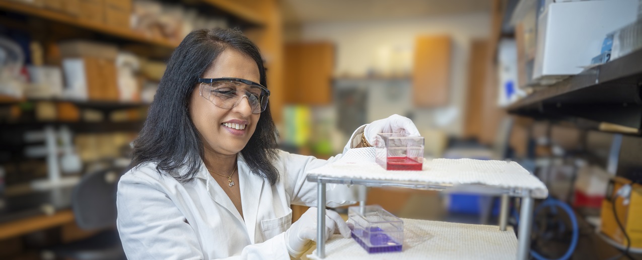Dr. Shruti Sharma working in lab