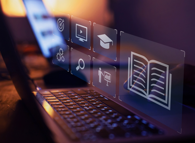 digital image of icons coming off a computer