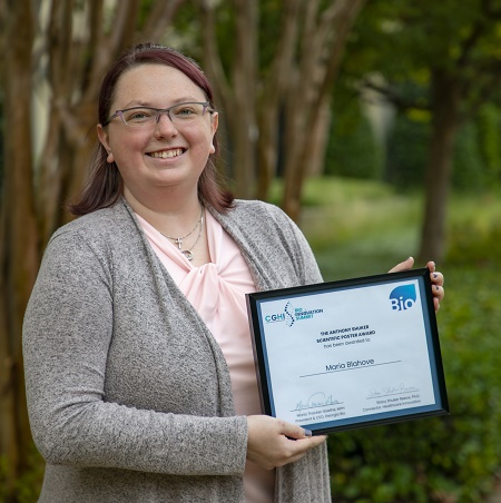 Maria Blahove who is mentored by Dr. Gabor Csanyi, received The Anthony Shuker Scientific Poster Award at the  Center for Global Health Innovation (CGHI) Bio Innovation Summit held October 11th in Atlanta, GA.