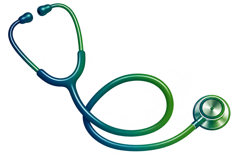 blue/green gradient icon of stethoscope 