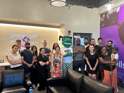 Residents at baseball game