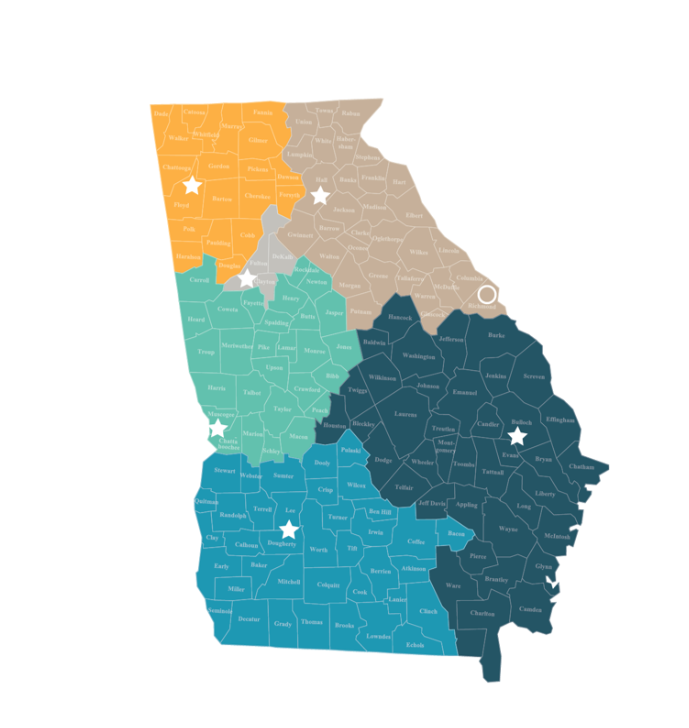 Map of GA AHEC Regions