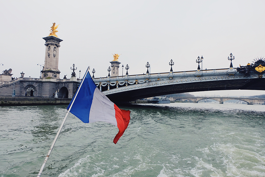 French flag on the river