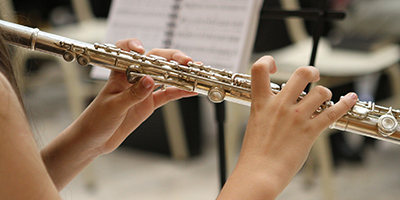 Student playing flute