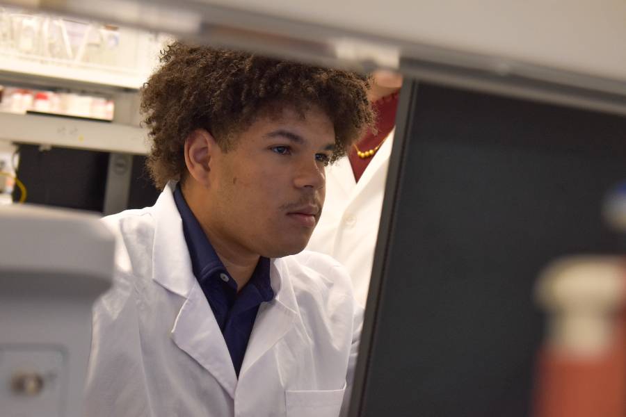 student looking at computer