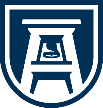 Augusta University shield logo featuring a white depiction of a torch inside a stylized arch on a dark blue background. The flame symbolizes knowledge and learning.