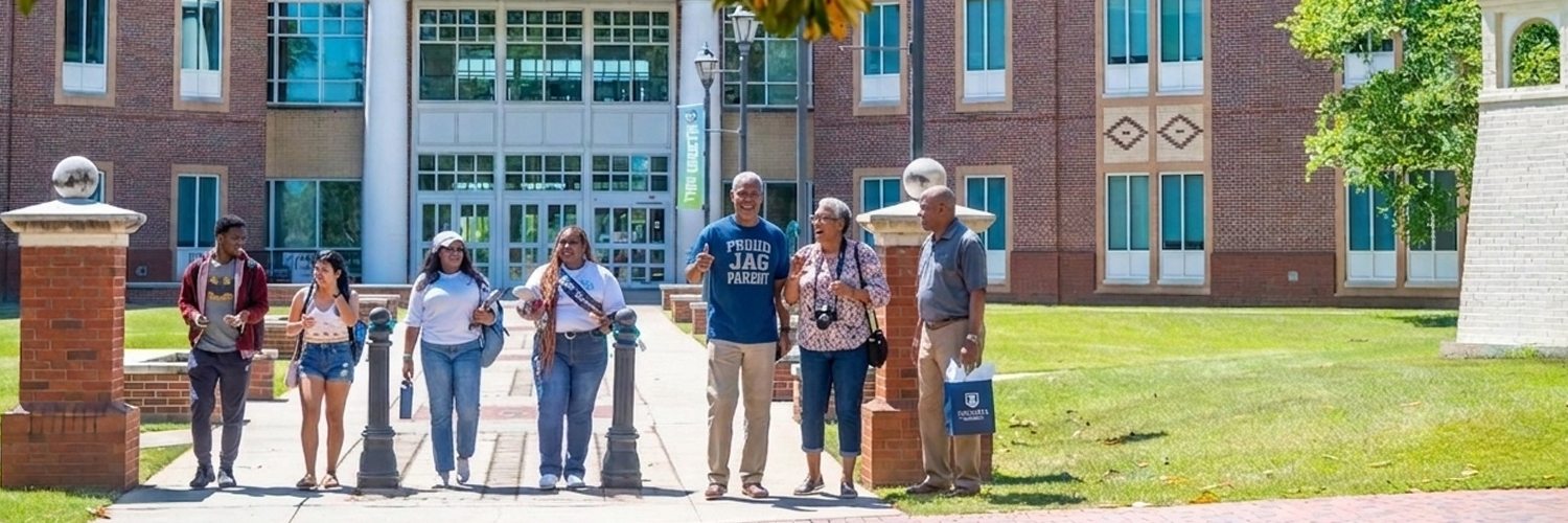 Students and some parents walk out of Allgood Hall