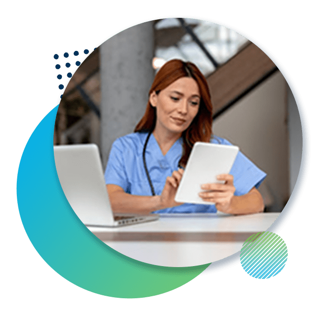 Nurse working from a tablet