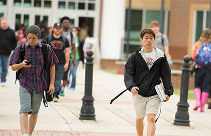Students walking outside