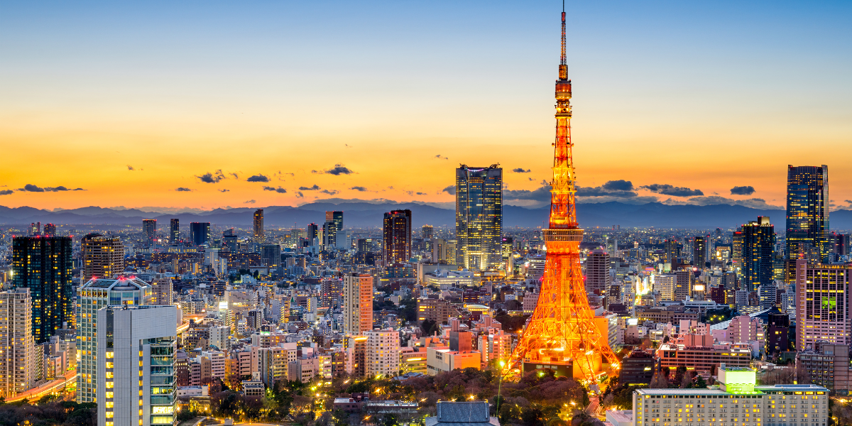 View of the Tokyo skyline at night