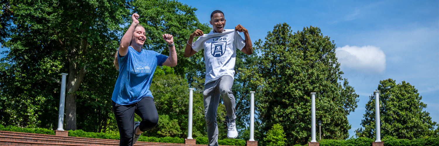 Students jumping